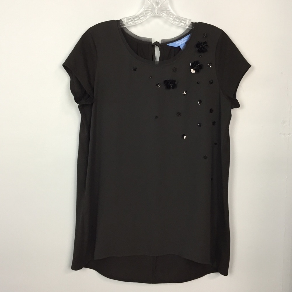 𝅺simply Vera Vera Wang Flower Beaded Tie Back Top